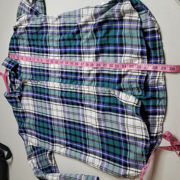 Old Navy Womens The Boyfriend Shirt Flannel Button Up Shirt Size L Country Layer - Picture 11 of 12
